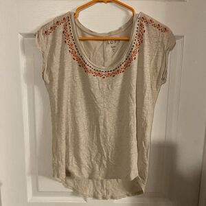 Ann Taylor Loft Linen Blouse Women’s Size Small Scoop Neck Cap Sleeve